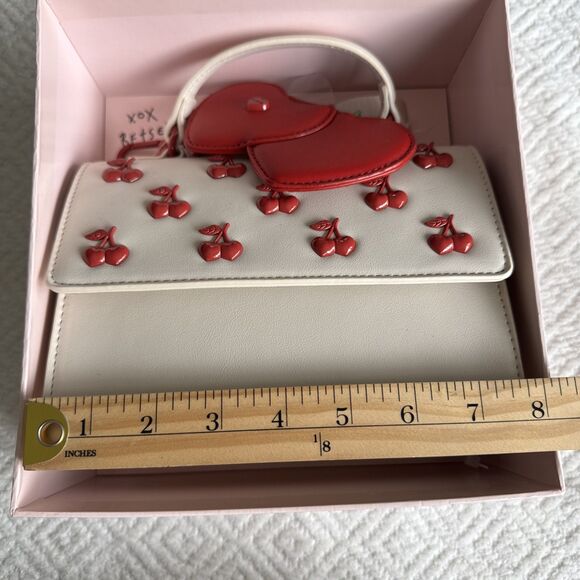 NWT BOXED BETSEY JOHNSON XOMYLO CROSSBODY BAG SATCHEL W CHERRY CHARM - Picture 7 of 8